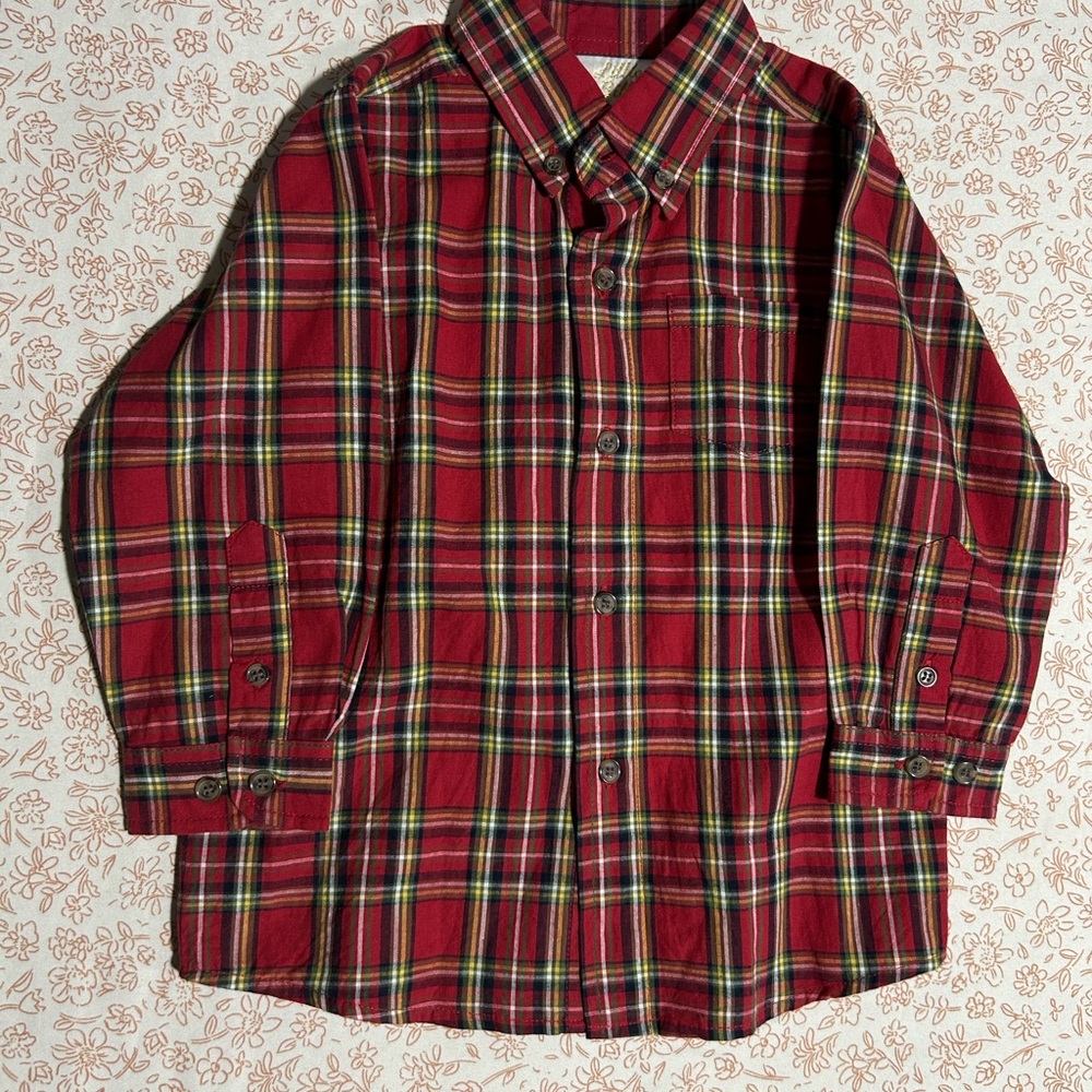 Classic Red Plaid Kids Button-Down Shirt